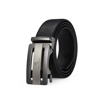 POLOMEISDO Top Grain Cow Leather Belt Pant Waist Belt Men's Gold Gunmetal Width 3.5cm Gift Box Set