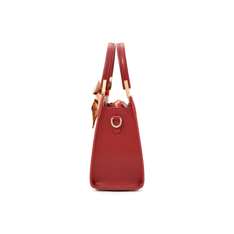 Vigno Synthetic Leather Shoulder Bag Crossbody Bag Handbag Medium Size Women's Red-3