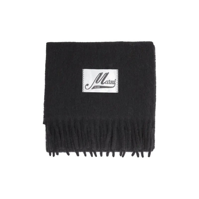 MARNI Logo Patch Fringed Edge Scarf-2