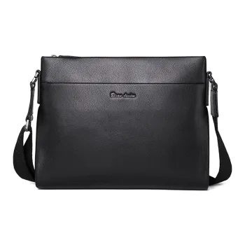 BISON DENIM Top Grain Cow Leather Crossbody Bags Shoulder Bags Regular Men's Black