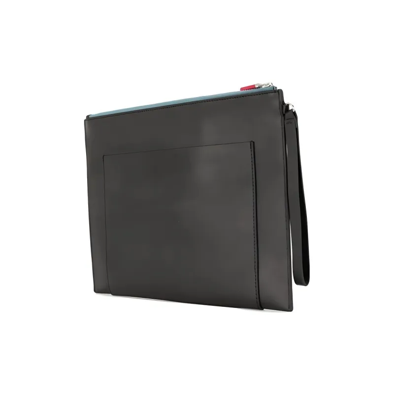 KENZO Leather Briefcase Clutch Men's Black-2