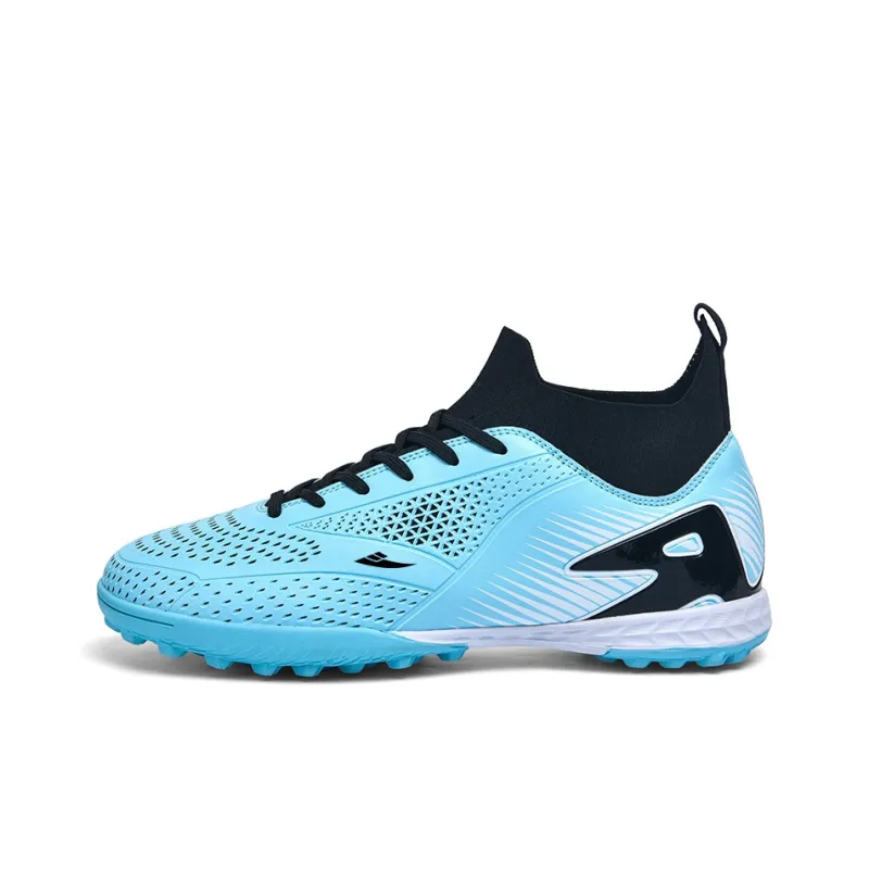 Kuding Soccer Shoes Unisex Mid Top Aqua/White Blue/Black Green-9