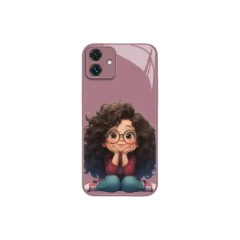 PHILIPS Glass Material Phone Cases Compatibility With Honor Play Collection Fashion Big Eyes Curly Girl Cartoon Pattern