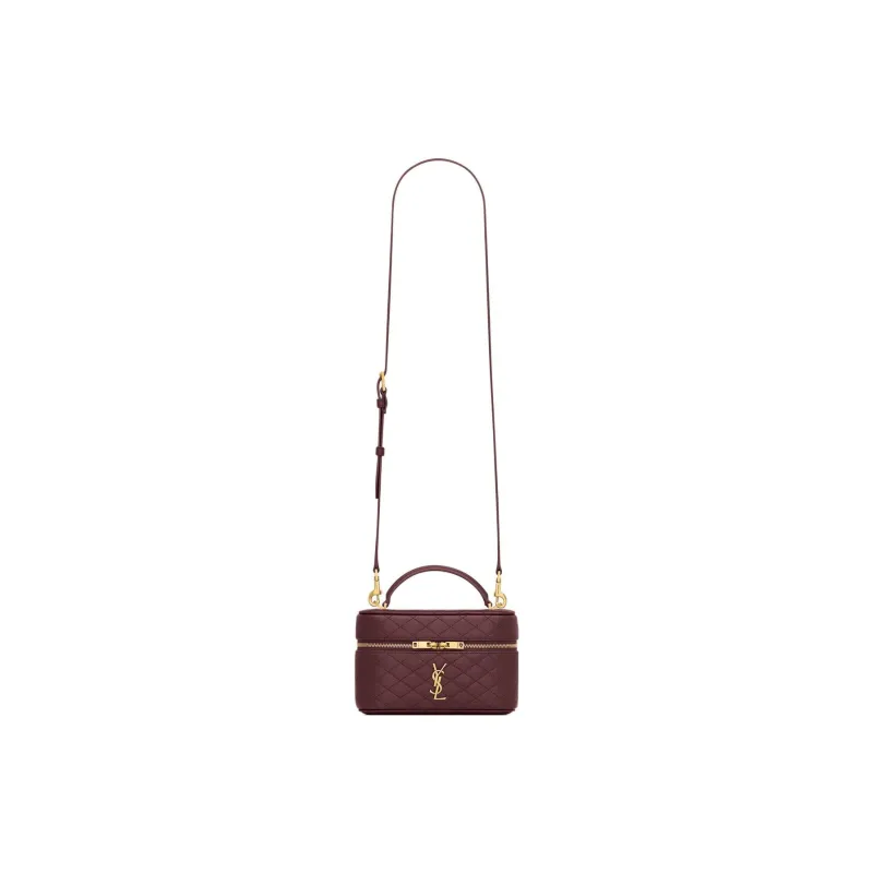 SAINT LAURENT Lambskin Portable Crossbody Bag, Shoulder Bag Women's Cabernet Sauvignon Red-0