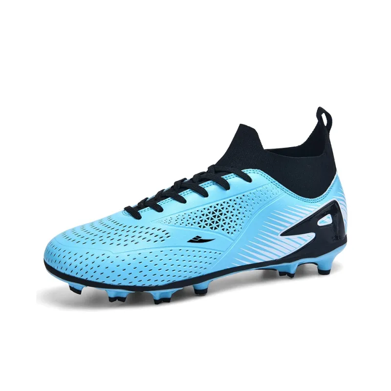 Kuding Soccer Shoes Unisex Mid Top Aqua/White Blue/Black Green-1