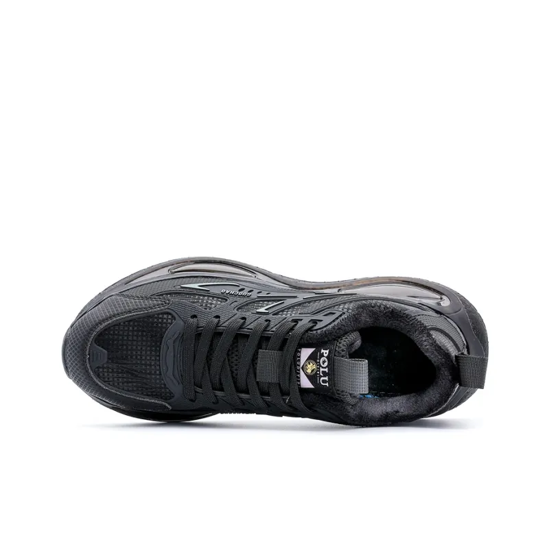 POLUDIYIPI Running Shoes Unisex Low Top Crystal Velvet Black-5