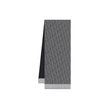DIOR Cashmere Knit Scarves Unisex Gray/Black