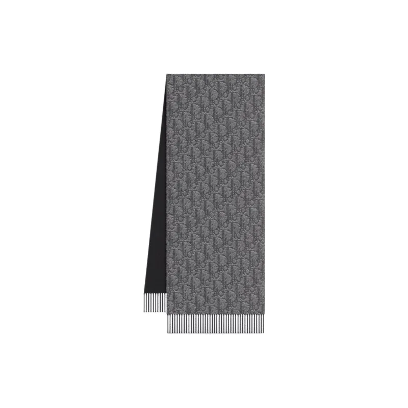 DIOR Cashmere Knit Scarves Unisex Gray/Black-0
