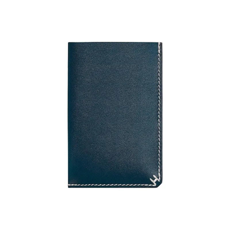 HERMES Box Calfskin Card Holder Women's 7P Bleu De Prusse Prussian Blue-1