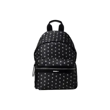 PALM ANGELS Palm Logo Allover Print Backpack Mini Black/White