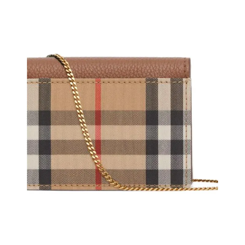 Burberry Polyester Cotton Blend Card Holder Wallet Crossbody Bag Shoulder Bag Women's Brown-4