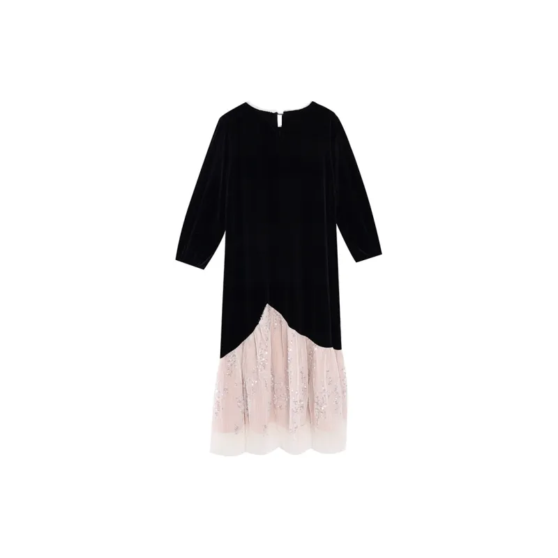 ZVJH Long Sleeved Dresses Women's Black-1
