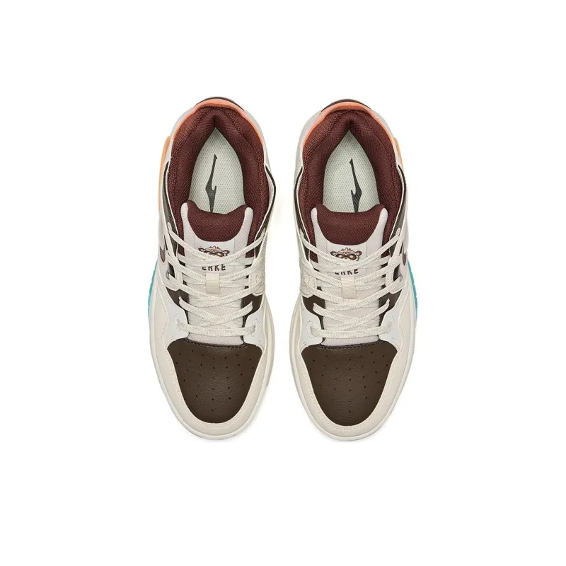 Erke Impression Panda 3 Wear-resistant And Lightweight Low-Top Skateboard Shoes Men's Deep Sandalwood Cream Gray-3
