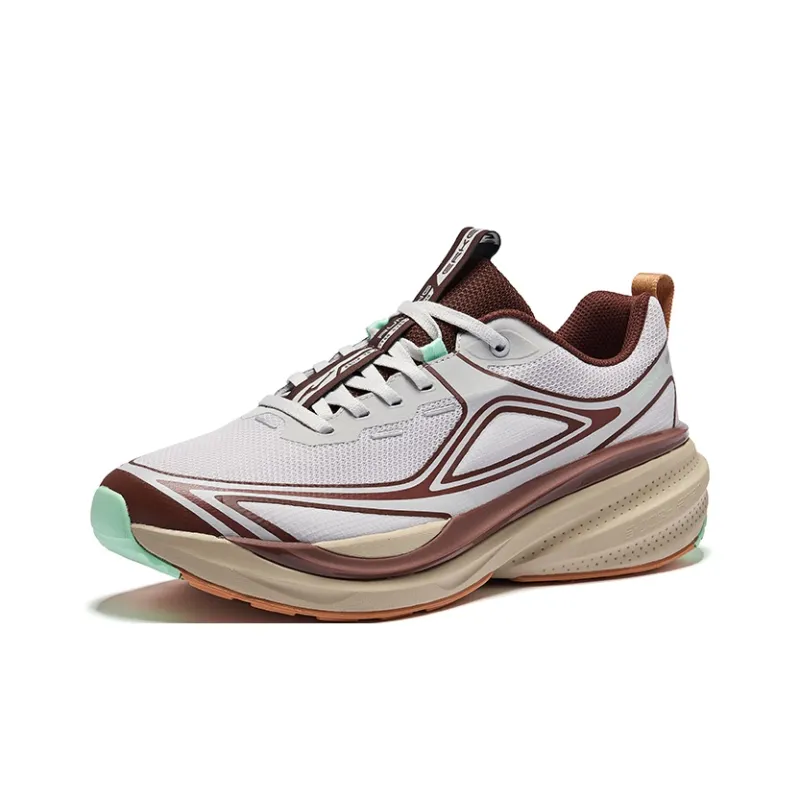 Erke Cushioning Wear Resistant Low Top Running Shoes Men's Mist Gray Mocha-2