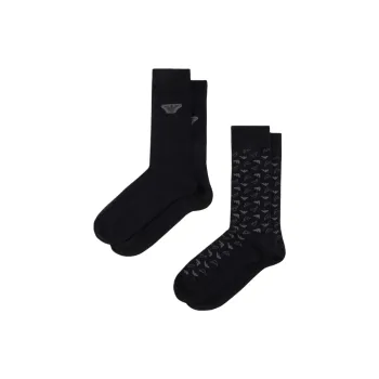 EMPORIO ARMANI Mid Calf Socks Men's 2 Pack Black