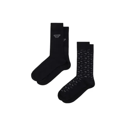 EMPORIO ARMANI Mid Calf Socks Men's 2 Pack Black