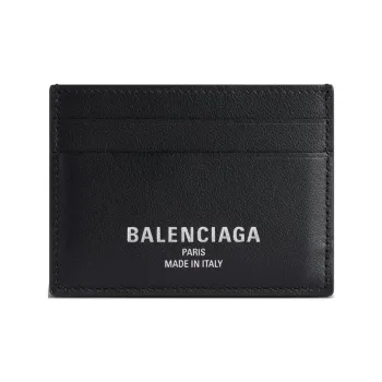 Balenciaga Smooth Cow Leather Card Clip Card Holder Regular Men's Black