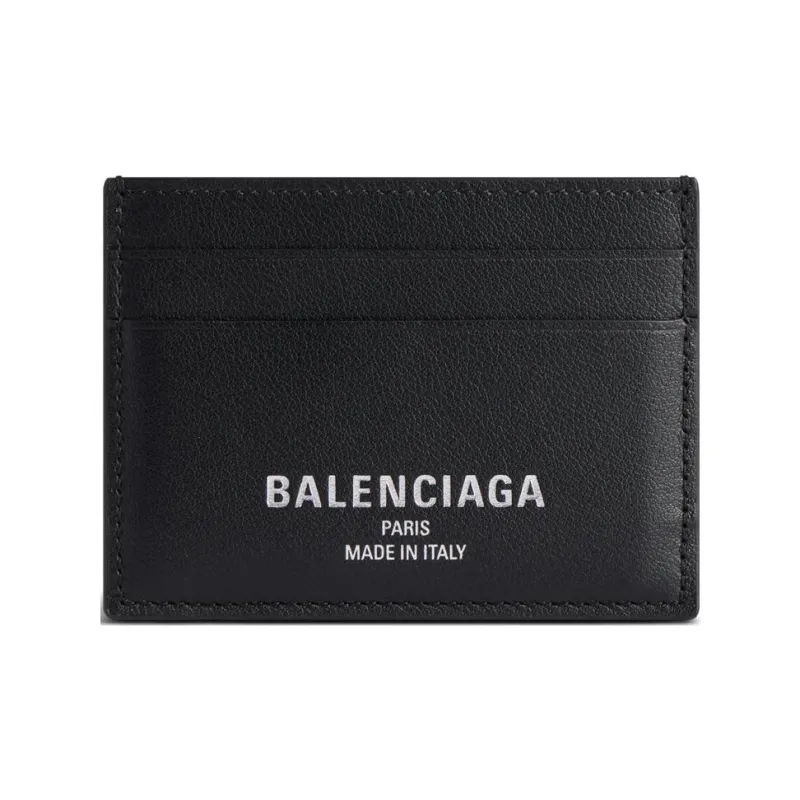 Balenciaga Smooth Cow Leather Card Clip Card Holder Regular Men's Black-0
