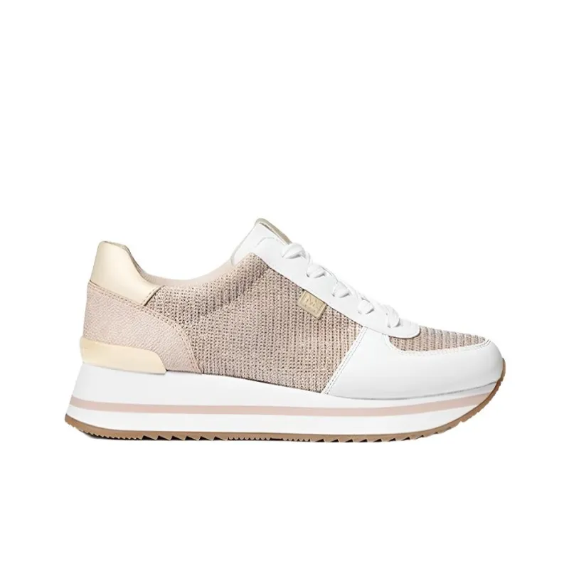 MICHAEL KORS Monique Cushioned Wear-Resistant Coverage Low-Top Casual Shoes Women's White Gold-1