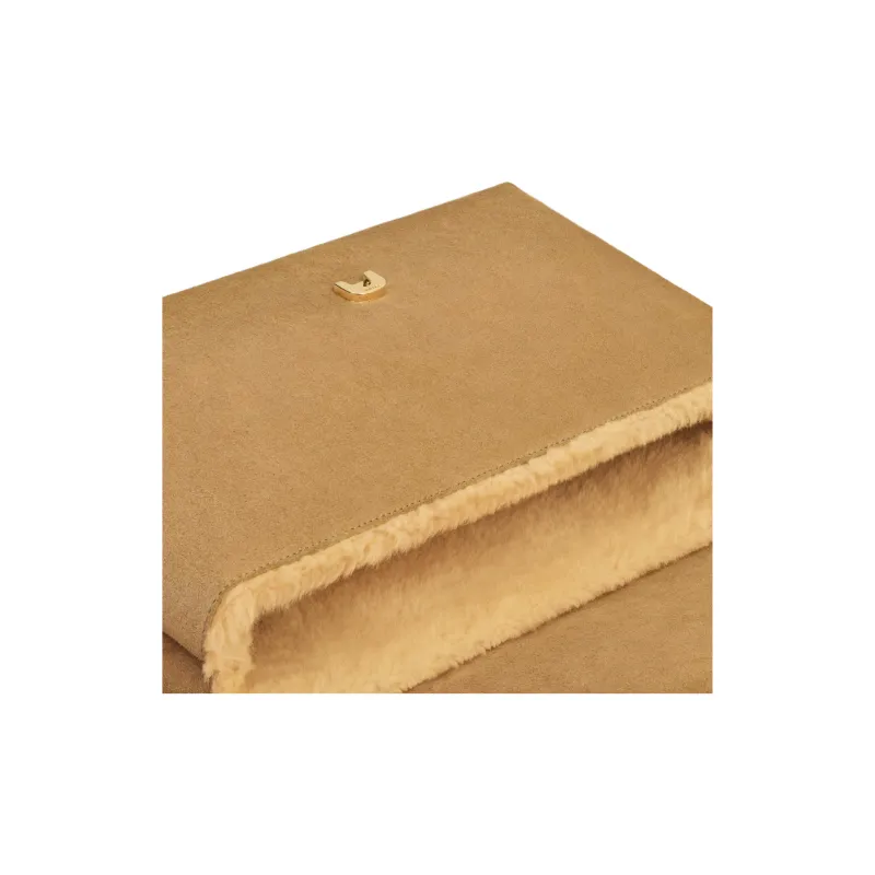 CELINE Suede Calfskin Shoulder Bag, Crossbody Bag Large Size Women's Natural-4