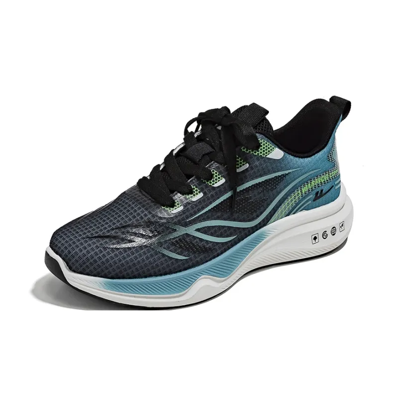 Warrior Anti Slip Wear Resistant Low Top Casual Running Shoes Men's Black Lake Blue-1