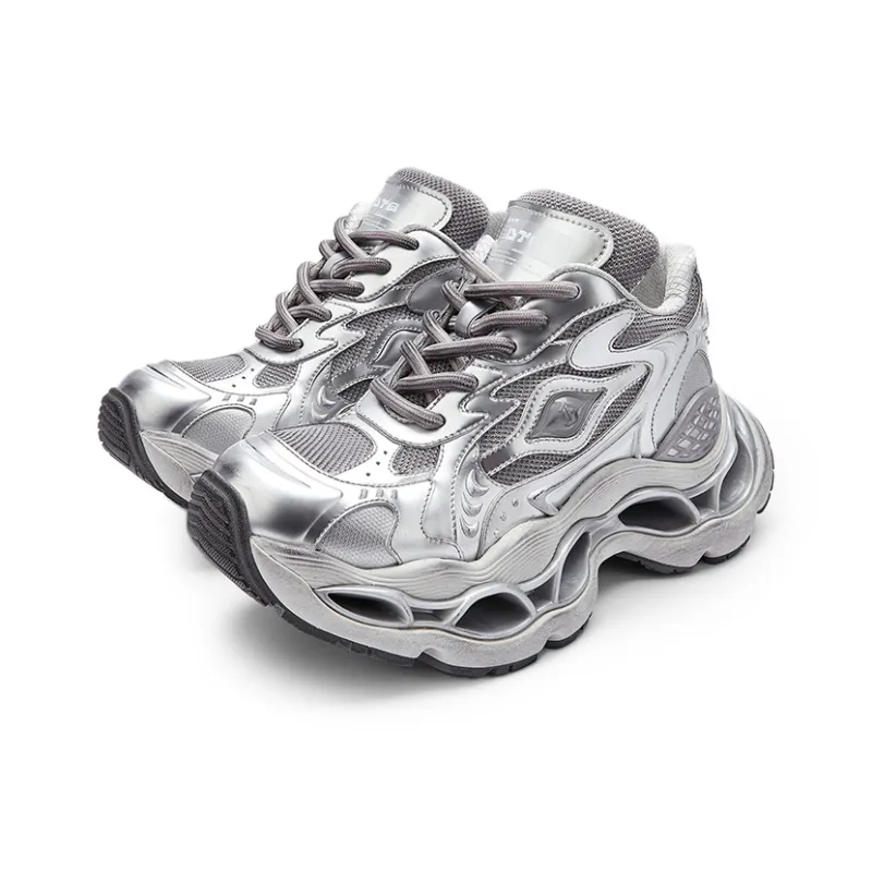 U.T.B Oracle Prophet Anti Slip Wear Resistant Breathable Coverage Low Top Chunky Sneakers Unisex Xingji Silver-1