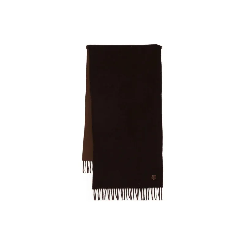 Maison Kitsune Bold Fox Head Patch Fringed Scarf-0