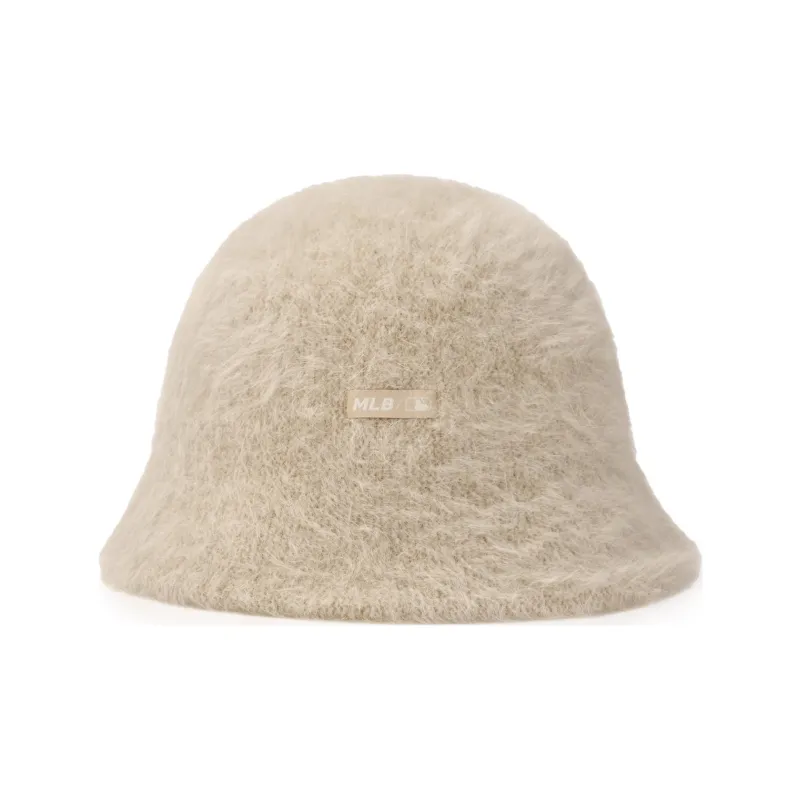 MLB Rabbit Fur Bucket Hats Unisex Light Beige-3