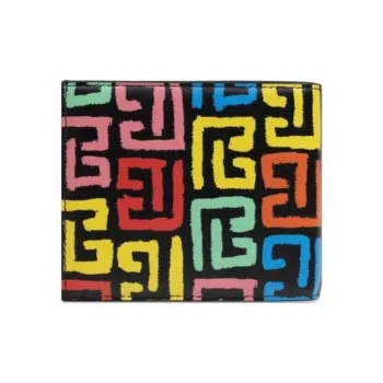 BalmainHair Calfskin Wallet Men's Black Multicolor