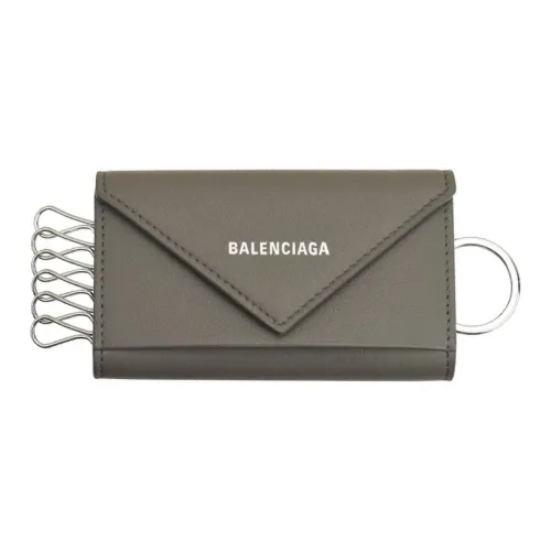 Balenciaga Leather Key Pouch Unisex Gray
