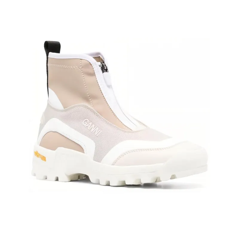 GANNI Slip Resistant High Top Casual Shoes Women's Beige-2