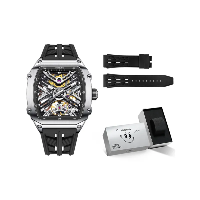 STARKING Steel Core Collection Mechanical Movement Silicone Strap Watch Men's Watches Black Dial-16