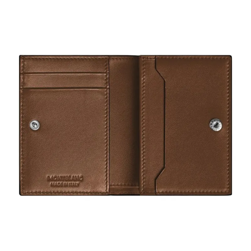 MONTBLANC Leather Wallet Men's Dark Pool Blue With Brown Accents-3