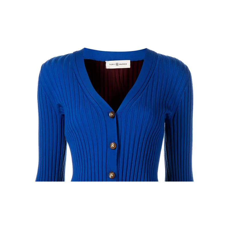 TORY BURCH Color Block Ribbed Cardigan-4