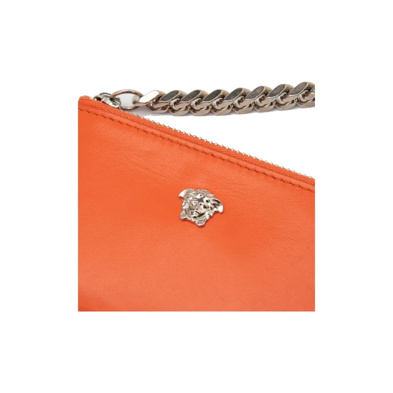 VERSACE La Medusa Cow Leather Handbag Coin Purse Regular Unisex Orange-3