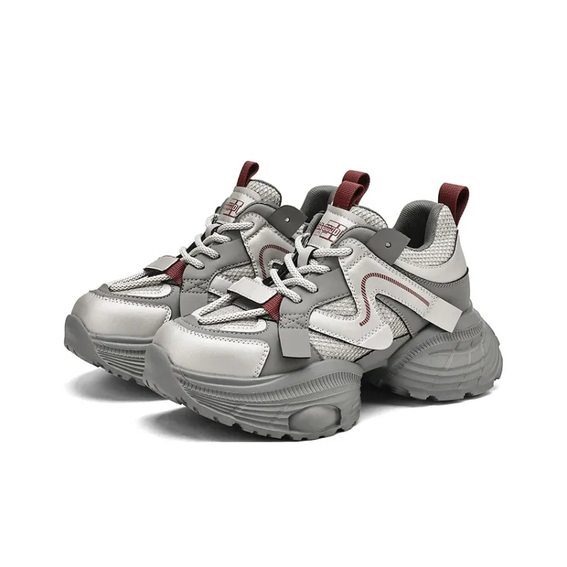 HLA Chunky Sneakers Women's Low Top White Black/Gunmetal-6