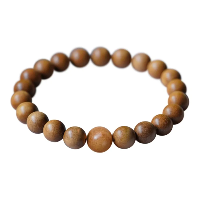 FANGYUANXIAOFU Laoshan Sandalwood Premium Wooden Product Plain Loop Beaded Bracelet Unisex-1