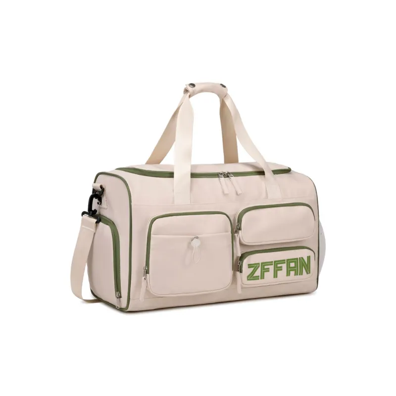 ZUOFEIFAN Nylon Crossbody Bag Travel Bag Women's Beige With Green-1