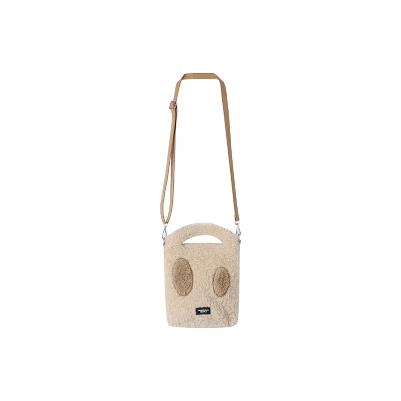 DANGEROUSPEOPLE Fabric Crossbody Bag, Shoulder Bag, Bucket Handbag Regular Unisex Blue/Ecru-2
