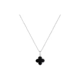 Black Four-Leaf Clover Necklace