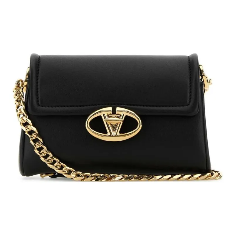 Valentino Vlogo Leather Crossbody Bag Shoulder Bag Women's Black-0