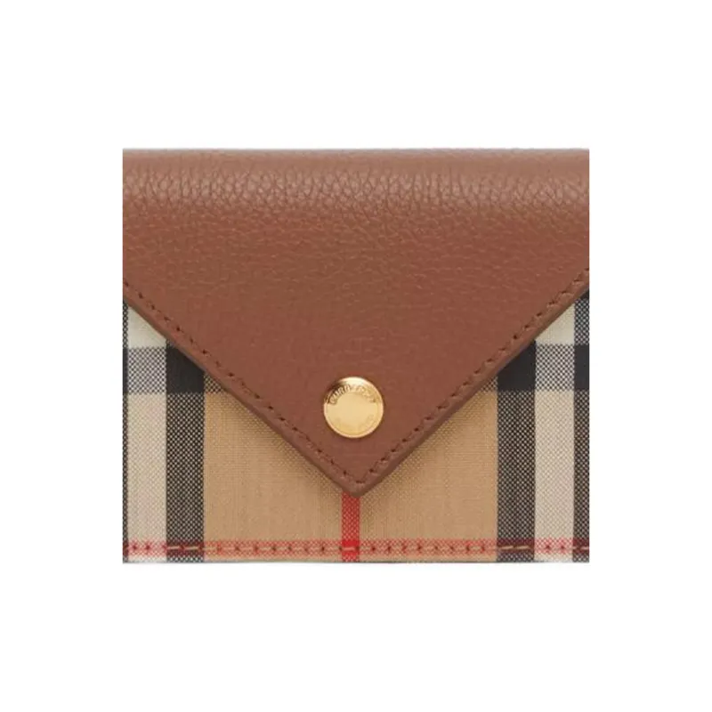 Burberry Polyester Cotton Blend Card Holder Wallet Crossbody Bag Shoulder Bag Women's Brown-3