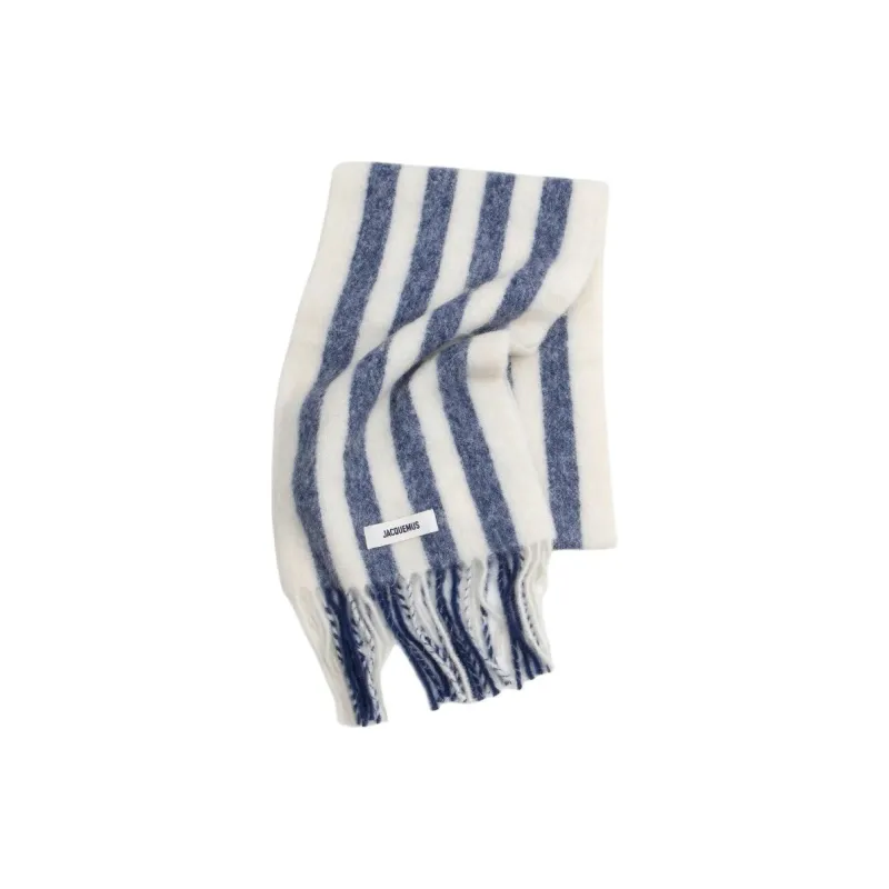 Jacquemus Mohair Knit Scarves Unisex White/Blue-2