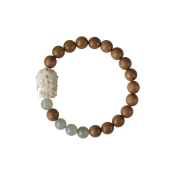 FANGYUANXIAOFU Auspicious Year Of The Snake Laoshan Sandalwood Precious Beaded Bracelet Unisex