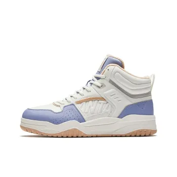 Anta Slam Slip Resistant Warm High Top Skateboard Shoes Women's White Blue