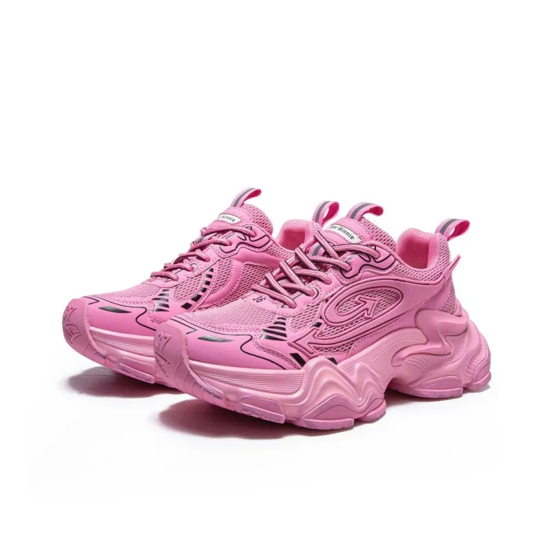 PONGFINITY Slip Resistant Shock Absorbers With Abrasion Resistant Properties Low Top Chunky Sneakers Women's Peach Pink-1