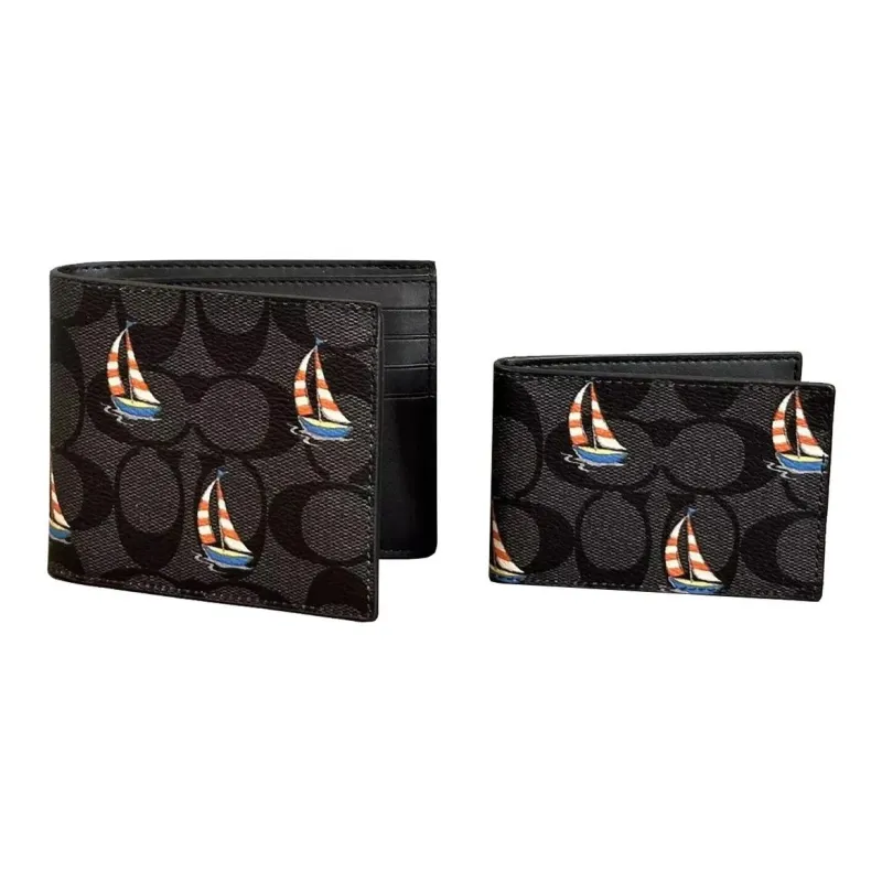 COACH 3 IN 1 Wallet Signature Canvas Wallet Mini Women's Charcoal Multicolor-2