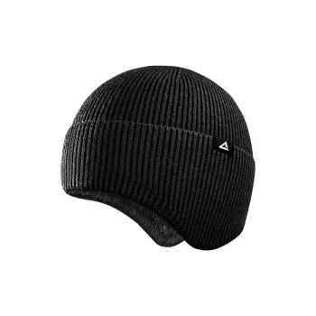 PEAK Viscose, Polyester, Polyamide Beanies Thickened And Fleece Lined Unisex Black