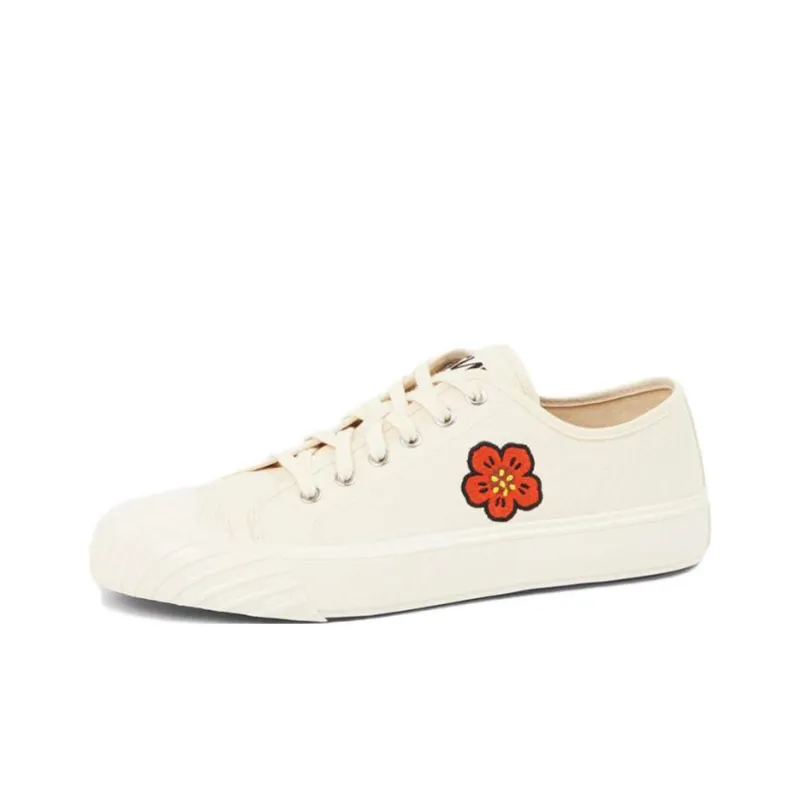 KENZO School Low Top Trainers Cream-4