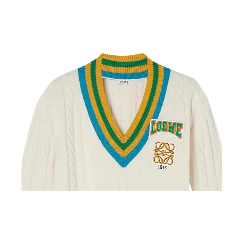 LOEWE Varsity Sweater 'Soft White'-4